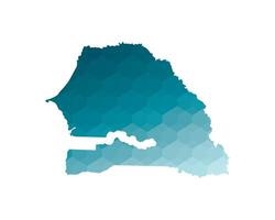isolated illustration icon with simplified blue silhouette of Senegal map. Polygonal geometric style. White background. vector