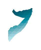 isolated illustration icon with simplified blue silhouette of Somalia map. Polygonal geometric style. White background. vector