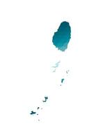 isolated illustration icon with simplified blue silhouette of Saint Vincent and the Grenadines map. Polygonal geometric style. White background. vector