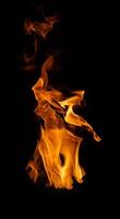 Fire and burning flame of explosive fireball isolated on dark background for abstract graphic design photo