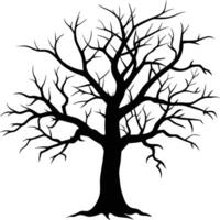 A black and white silhouette of dead tree vector