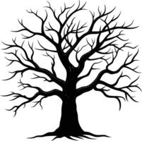 A black and white silhouette of dead tree vector