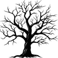 A black and white silhouette of dead tree vector