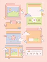 Retro UI Windows Sticker Note Journaling Set vector
