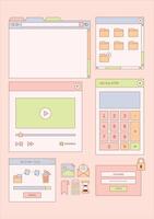 Retro UI Windows Sticker Note Journaling Set vector