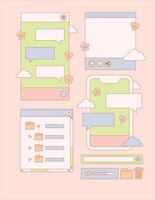 Retro UI Windows Sticker Note Journaling Set vector