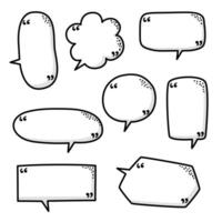 Black and white hand draw doodle speech bubble balloon with quotation marks, icon sticker memo keyword planner text box banner vector