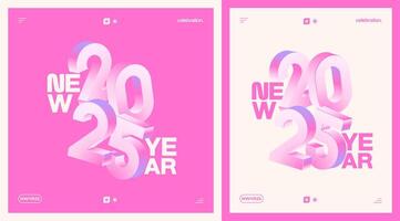 2025 New Year celebration with Happy New Year's Eve fireworks, countdown to midnight on December 31st vector