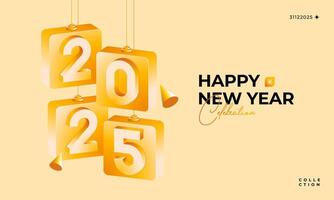 2025 New Year celebration with Happy New Year's Eve fireworks, countdown to midnight on December 31st vector