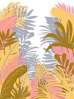 Creative background featuring silhouettes of tropical leaves in pastel tones, perfect for design, branding, and other creative projects vector