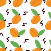 Organic Peach fruits seamless pattern vector