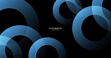 3D blue black abstract background overlap layer on dark space with circles shape effect decoration. Modern graphic design element with cutout concept for web, poster, flyer, card, cover, or brochure vector