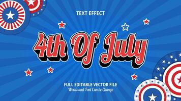 4th of July independence day live text effect vector