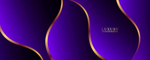 3D purple luxury abstract background overlap layer on dark space with golden waves effect decoration. Modern graphic design element cutout style concept for web, flyer, art, card or brochure cover vector
