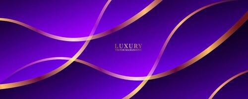 3D purple luxury abstract background overlap layer on dark space with golden waves effect decoration. Modern graphic design element cutout style concept for web, flyer, art, card or brochure cover vector