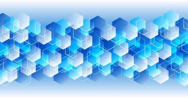 Blue techno abstract background overlap layer on bright space with glowing hexagons shape decoration. Modern graphic design element future style concept for web banner, flyer, card, or brochure cover vector