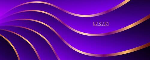 3D purple luxury abstract background overlap layer on dark space with golden waves effect decoration. Modern graphic design element cutout style concept for web, flyer, art, card or brochure cover vector