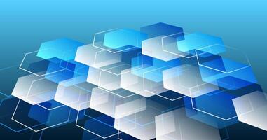 Blue techno abstract background overlap layer on bright space with glowing hexagons shape decoration. Modern graphic design element future style concept for web banner, flyer, card, or brochure cover vector