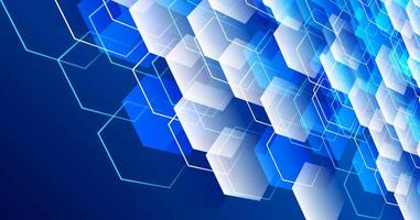 Blue techno abstract background overlap layer on bright space with glowing hexagons shape decoration. Modern graphic design element future style concept for web banner, flyer, card, or brochure cover vector