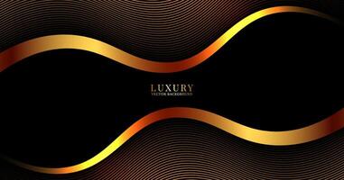 3D luxury abstract background on dark space with orange stripes effect decoration. Modern waves style. Graphic design element golden lines concept for web banner, art, flyer, card, or brochure cover vector