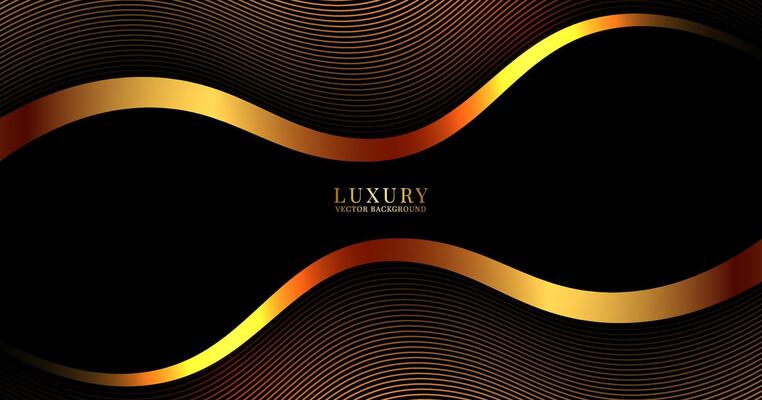 3D luxury abstract background on dark space with orange stripes effect decoration. Modern waves style. Graphic design element golden lines concept for web banner, art, flyer, card, or brochure cover