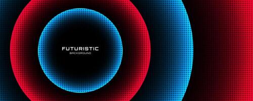 3D techno abstract background overlap layer on dark space with red blue glow effect decoration. Graphic design element modern style. Circles shape concept for banner, flyer, card, cover, or brochure vector