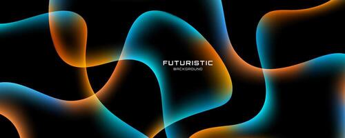 Colorful abstract background on dark space with neon waves decoration. Modern banner with glowing dynamic colors. Graphic design element liquid style concept for web, flyer, card, or brochure cover vector