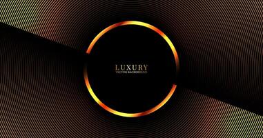3D luxury abstract background on dark space with orange stripes effect decoration. Modern circles style. Graphic design element golden lines concept for web banner, art, flyer, card, or brochure cover vector