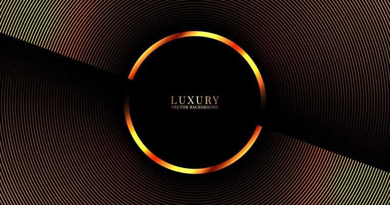 3D luxury abstract background on dark space with orange stripes effect decoration. Modern circles style. Graphic design element golden lines concept for web banner, art, flyer, card, or brochure cover