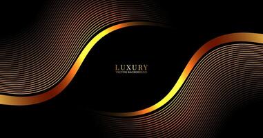3D luxury abstract background on dark space with orange stripes effect decoration. Modern waves style. Graphic design element golden lines concept for web banner, art, flyer, card, or brochure cover vector