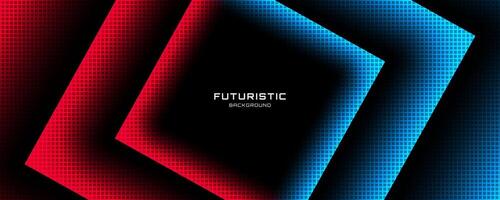 3D techno abstract background overlap layer on dark space with red blue glow effect decoration. Graphic design element modern style. Squares shape concept for banner, flyer, card, cover, or brochure vector