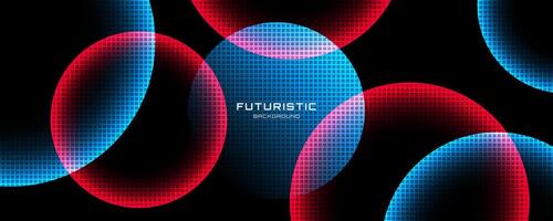 3D techno abstract background overlap layer on dark space with red blue glow effect decoration. Graphic design element modern style. Circles shape concept for banner, flyer, card, cover, or brochure vector