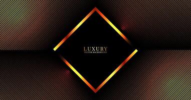 3D luxury abstract background on dark space with orange stripes effect decoration. Modern squares style. Graphic design element golden lines concept for web banner, art, flyer, card, or brochure cover vector