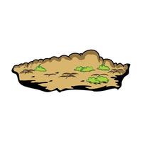 Illustration of a cartoon soil with green grass on a white background. illustration of a wild field that barren and overgrown with grass. Nature themed illustration element design vector