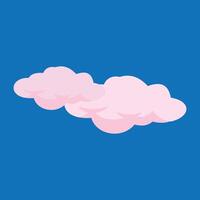 Cartoon pink clouds isolated on blue background. element design illustration of clouds. vector