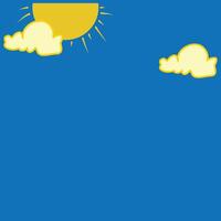 sun and clouds on blue background. flat design. illustration of a clear blue sky complete with clouds and shining sun. Copy space for various purposes with a nature theme vector
