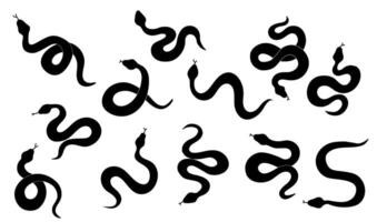 Snake silhouette set. Isolated snake silhouette on white background vector