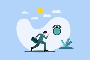 man late for work flat design illustration vector