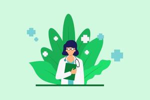 flat design of a female doctor vector