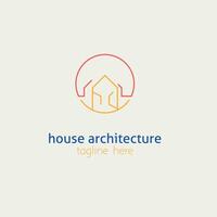 home architect logo. simple line style with color combination vector