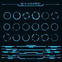 Set of Sci Fi Modern User Interface Elements. Futuristic Abstract HUD. Good for game UI. Circle and footer elements for data infographics. Illustration. vector