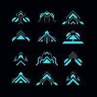 Futuristic arrow hud and navigation pointers. blue neon light arrow cursor, vector