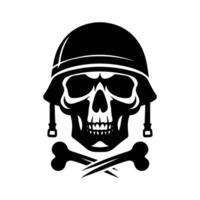Skull wearing helmet silhouette illustration isolated on white background vector