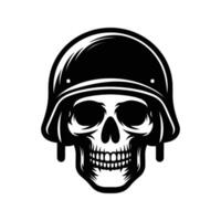 Skull wearing helmet silhouette illustration isolated on white background vector