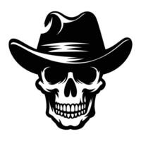 Skull with hat cap silhouette illustration isolated on white background vector