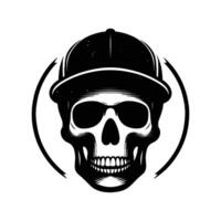 Skull with hat cap silhouette illustration isolated on white background vector