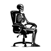 Black and white human skeleton silhouette illustration isolated on white background vector