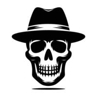 Skull with hat cap silhouette illustration isolated on white background vector