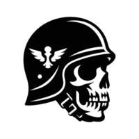 Skull wearing helmet silhouette illustration isolated on white background vector