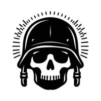 Skull wearing helmet silhouette illustration isolated on white background vector
